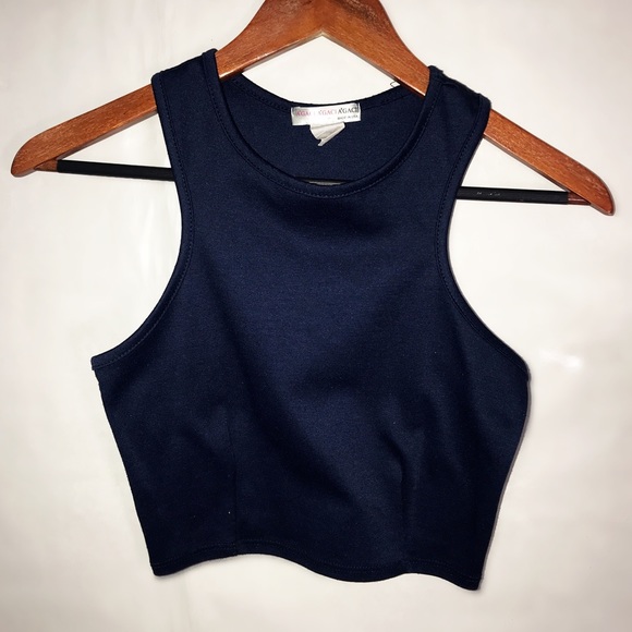 a'gaci Tops - A’GACI - Navy Blue Crop Top